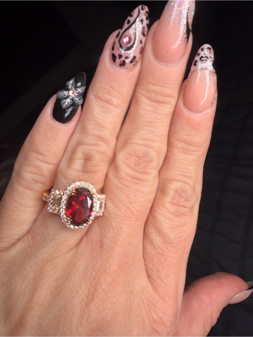 Size 7 AAA CZ Ruby Red Halo Ring 18K Gold Filled Over Brass